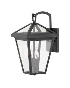 Quintiesse - Alford Place - QN-ALFORD-PLACE2-S-MB - Black Clear Glass 2 Light IP44 Outdoor Wall Light