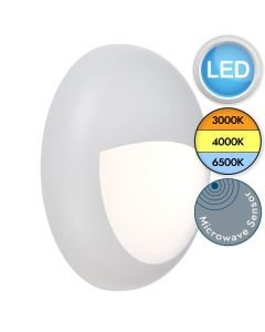 Saxby Lighting - Forca - 77905 & 77898 - LED White Opal IP65 Microwave 18w CCT Eyelid Bezel Outdoor Sensor Bulkhead Light