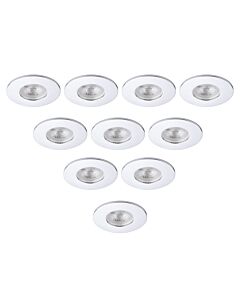 Saxby Lighting - Set of 10 Saxby ShieldONE 75 - 113303 & 113320 - Chrome IP65 Fixed Bathroom Recessed Fire Rated Ceiling Downlights