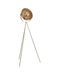 Industrial Style Satin Brass Tripod Floor Lamp