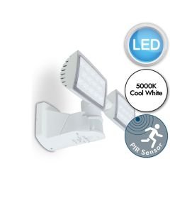 Lutec - Peri - 7629401331 - LED White Clear 2 Light IP54 Outdoor Sensor Floodlight