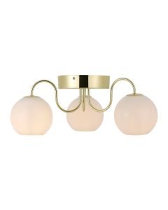 Nordlux - Franca - 2312506035 - Brass White Glass 3 Light Flush Ceiling Light