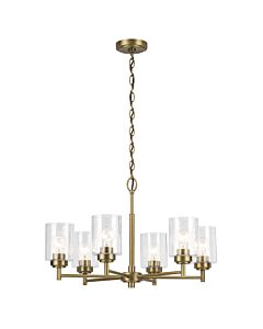 Kichler Lighting - Winslow - KL-WINSLOW6-NBR - Natural Brass Clear Seeded Glass 6 Light Ceiling Pendant Light