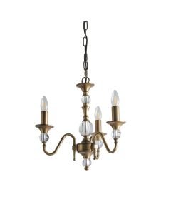 Interiors 1900 - Polina - LX124P3B - Antique Brass Clear Crystal Glass 3 Light Chandelier