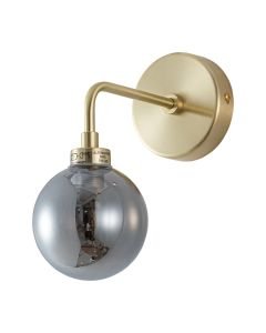 Toner - Satin Brass with Smoked Glass Globe Wall Light
