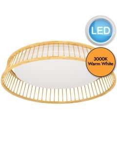 Eglo Lighting - Luppineria - 900797 - LED Wood White Flush Ceiling Light