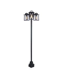 Lutec - Kelsey - 7273606012 - Black Clear Glass 3 Light IP44 Outdoor Lamp Post