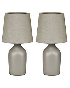 Set of 2 Smooth - Natural Ceramic 27cm Table Lamps With Maching Shades