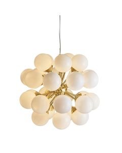 Endon Lighting - Oscar - 76499 - Satin Brass White Glass 28 Light Ceiling Pendant Light