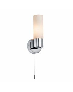 Saxby Lighting - Pure - 34483 - Chrome Opal Glass IP44 Pull Cord Bathroom Wall Light
