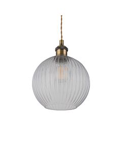 Betchley - Antique Brass Braided Pendant with Clear Ribbed Glass Shade