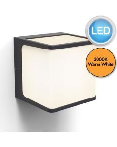 Lutec - Doblo - 5197002125 - LED Charcoal Opal IP54 Outdoor Wall Light