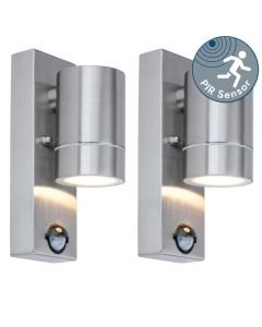 Set of 2 Rado - Stainless Steel Clear Glass IP44 Outdoor Sensor Wall Lights