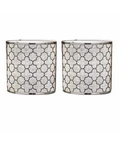 Set of 2 Lazar - Grey 15cm Table Lamp Shades with Laser Cut Metal Design