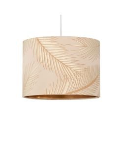 Tropica - Champagne with Gold Embossed Leaf Detail 25cm Ceiling Pendant or Table Lamp Shade
