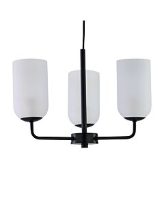 Victoria - Black 3 Arm Ceiling Pendant with Frosted Glass Shade
