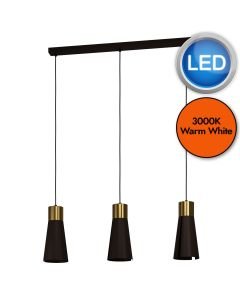 Eglo Lighting - Losalomas - 98839 - LED Mocha Brushed Brass 3 Light Bar Ceiling Pendant Light