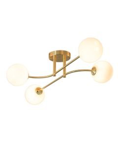 Endon Lighting - Otto - 75959 - Satin Brass Opal Glass 4 Light Flush Ceiling Light