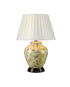 Elstead Lighting - Yellow Flowers - YELLOWFLOWERS-TL - Yellow Purple Aged Brass Ivory Ceramic Table Lamp With Shade