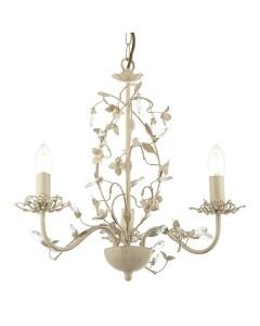 Endon Lighting - Lullaby - LULLABY-3CR - Cream Gold Clear Pearl 3 Light Chandelier