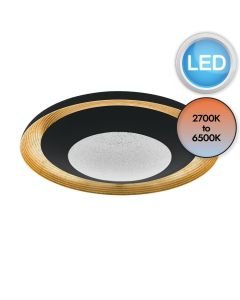 Eglo Lighting - Canicosa 2 - 98527 - LED Black Gold Clear Flush Ceiling Light