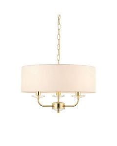 Endon Lighting - Nixon - 70560 - Brass Vintage White 3 Light Ceiling Pendant Light