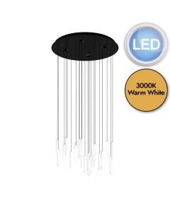 Eglo Lighting - Sardenara - 390209 - LED Black Clear Glass 6 Light Ceiling Pendant Light