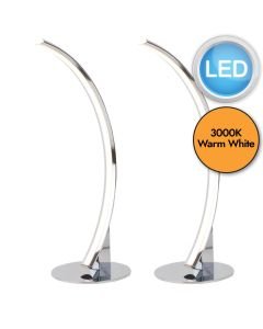 Set of 2 Polished Chrome LED Arc Table Lamps