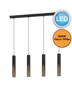 Eglo Lighting - Barbotto - 900875 - LED Black Wood 4 Light Bar Ceiling Pendant Light