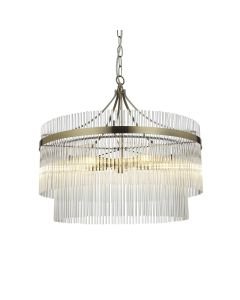 Endon Lighting - Marietta - 99166 - Antique Brass Clear Glass 5 Light Ceiling Pendant Light