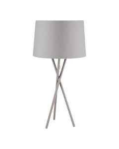 Grey Tripod Table Lamp with Grey Fabric Shade