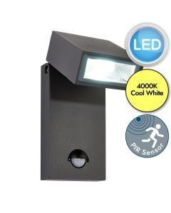 Saxby Lighting - Morti - 67686 - LED Anthracite Clear Glass IP44 Outdoor Sensor Wall Light