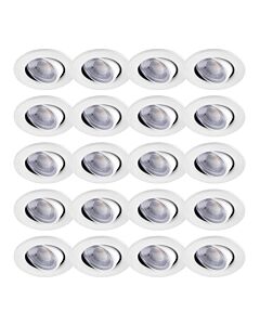 Set of 20 White Fire Rated 6W LED 3000K Adjustable Recessed Downlights