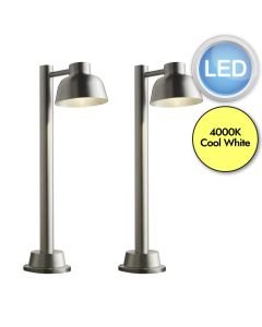 Set of 2 Maxwell -  Stainless Steel & Brushed Aluminium IP44 Outdoor 60cm LED Post Lights