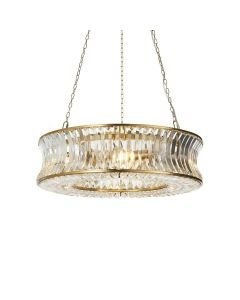 Hodge - Warm Brass Clear Crystal Glass 6 Light Ceiling Pendant Light