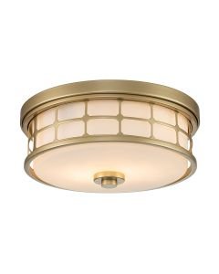 Quoizel Lighting - Guardian - QZ-GUARDIAN-F-PNBR - Natural Brass Opal Glass 2 Light IP44 Bathroom Ceiling Flush Light