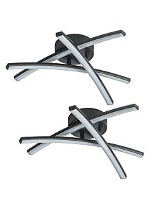 Set of 2 Yardley - LED Black Opal Flush Ceiling Lights