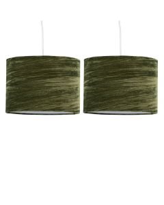 Set of 2 Green Crushed Velvet 30cm Pendant Lightshades