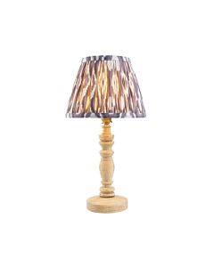 Endon Lighting - Bibury & Ikat 16cm - 115928 - Ash Wood Aged Brass Grey Table Lamp With Shade
