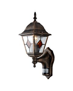 Morecambe - Black with Brushed Gold Motion Sensor Outdoor Wall Light
