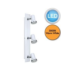 Eglo Lighting - Tamara 1 - 95994 - LED Chrome White Glass 3 Light IP44 Bathroom Wall Spotlight