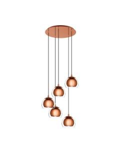 Eglo Lighting - Rocamar 1 - 98595 - Copper Clear Glass 5 Light Ceiling Pendant Light
