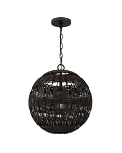 Quoizel Lighting - Lindendale - QZ-LINDENDALE-P-WT - Western Bronze Clear Glass Black Rattan IP44 Outdoor Ceiling Pendant Light