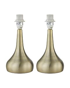 Set of 2 Romana - Antique Brass 23cm Touch Operated Table Lamp Bases