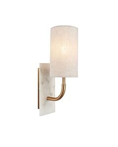 Bert - Vintage Brass White Marble Natural Cylinder Wall Light