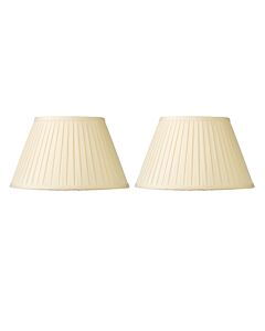 Set of 2 Pleated - 30cm Cream Faux Silk Shades for Table or Floor Lamp