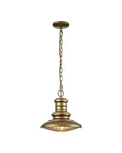 Feiss Lighting - Redding Station - FE-REDDING8-M-PDB - Distressed Brass Prismatic Glass IP44 Outdoor Ceiling Pendant Light