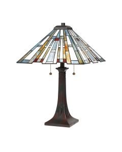 Quoizel Lighting - Maybeck - QZ-MAYBECK-TL - Valiant Bronze Tiffany Art Glass 2 Light Table Lamp