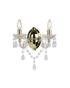Clear Acrylic and Gold Marie Therese Style 2 x 40W Wall Light