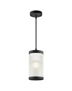 Nordlux - Coupar - 2218053003 - Black Clear Ribbed Glass IP54 Outdoor Ceiling Pendant Light
